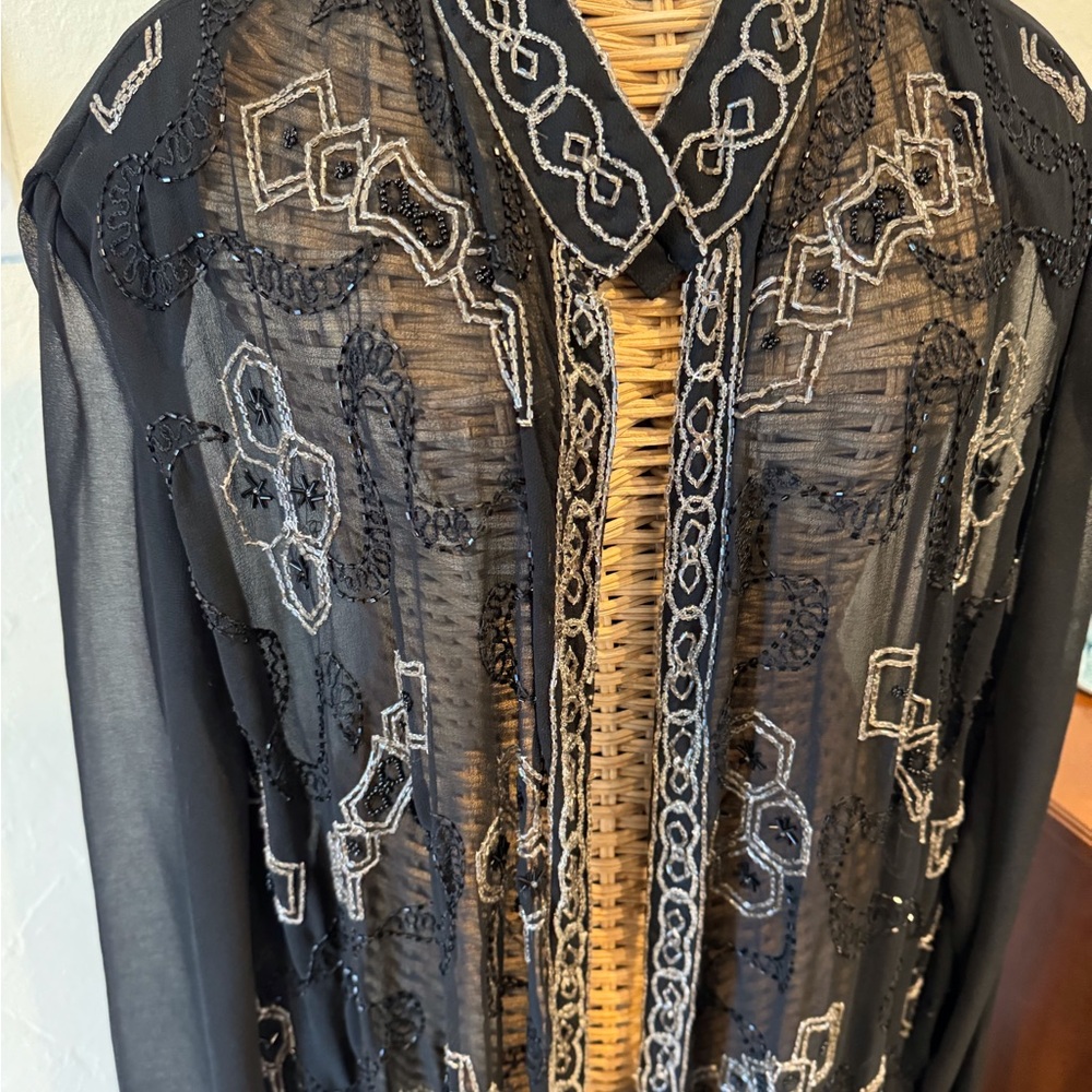 Gunit Fashions Evening Jacket Sheer Black Beaded  1X